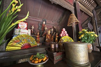 Altar in the Buddhist Thay Temple or Chua Thay or Master Temple, Sai Son Village, Hanoi Province,