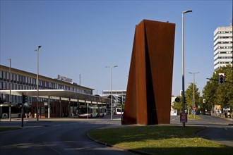 The sculpture Terminal by Richard Serra near the main railway station, Bochum, Ruhr area, North