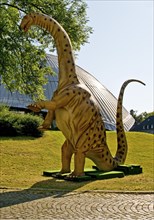 Apatosaurus model, deceptive lizard at the planetarium, Dino City III, Bochum, Ruhr area, North