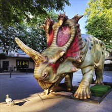 Centrosaurus model, sharp-tipped lizard on Otto-Sander-Platz, Dino City III, Bochum, Ruhr area,