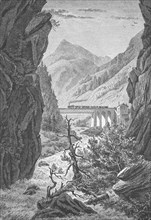 Göschenen on the Gotthard railway, Bridge over the Ticino near Stalvedro, 1895, Switzerland,