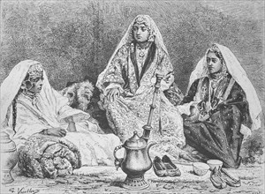 Women, Dancers in Kashmir around 1880, a region in the Himalayas, Historical, digitally restored