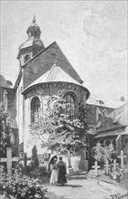 The 1000-year-old rosebush at Hildesheim Cathedral, around 1880, Lower Saxony, Germany, Historical,