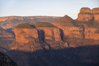 Three Rondawels summit at sunset, Blyde River Canyon, canyon landscape, Panorama Route, Mpumalanga,