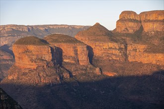 Three Rondawels summit at sunset, Blyde River Canyon, canyon landscape, Panorama Route, Mpumalanga,