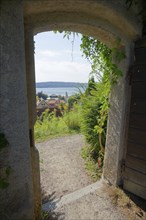 View from the castle garden to Lake Starnberg, Starnberg, Lake Starnberg, Bavaria, Upper Bavaria,