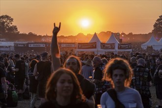 Evening atmosphere at the Wacken Open Air in Wacken. The traditional metal festival takes place