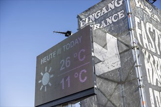 A temperature display shows 26Â°C at the entrance area of the Wacken Open Air in Wacken. The