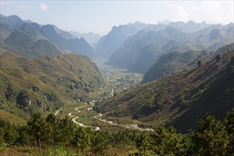 Karst hills in the Dong Van Karst Plateau UNESCO Global Geopark, Ha Giang Province, Vietnam, Asia