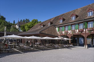 Outdoor catering at the Kornschütte, historic half-timbered building, Ittingen Charterhouse,