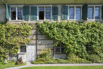 Detail of an old residential building with vines on the façade, Ittingen Charterhouse,