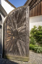 Artfully decorated wooden door, portal, Ittingen Charterhouse, Warth-Weiningen near Frauenfeld,