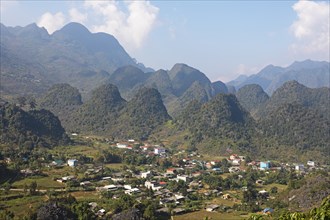 Karst hills in the Dong Van Karst Plateau UNESCO Global Geopark, Ha Giang Province, Vietnam, Asia