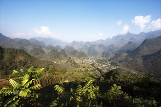 Karst hills in the Dong Van Karst Plateau UNESCO Global Geopark, Ha Giang Province, Vietnam, Asia