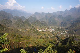 Karst hills in the Dong Van Karst Plateau UNESCO Global Geopark, Ha Giang Province, Vietnam, Asia