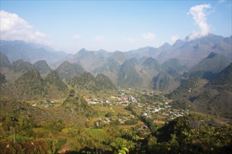 Karst hills in the Dong Van Karst Plateau UNESCO Global Geopark, Ha Giang Province, Vietnam, Asia