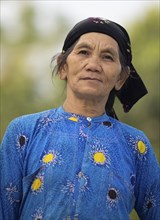 Hmong minority woman in everyday clothes, portrait, Du Gia, Ha Giang province, Vietnam, Asia