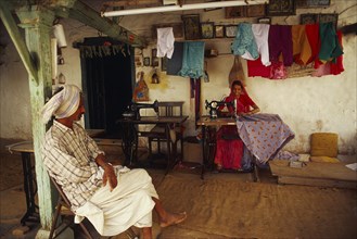 Female tailor working at home (Gujarat, India)