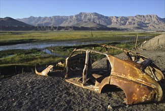 Carcass of an old soviet car (Pamir plateau, Tajikistan)