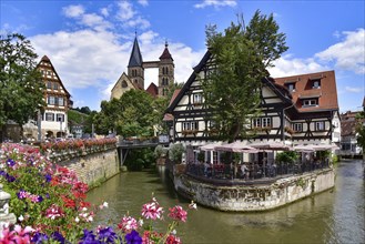 Old town of Esslingen am Neckar, in the background the early Gothic town church of St Dionys,