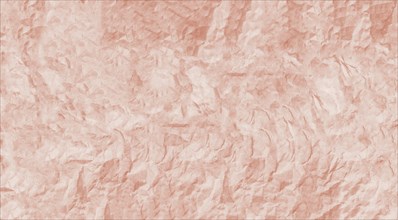 The image features a crumpled pink paper texture with a rough and wrinkled surface