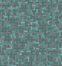 Geometric pattern with teal and gray rectangles creating an abstract, woven mosaic effect