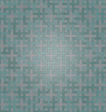 Geometric pattern with silver crosses on a teal metallic textured background