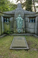 Figure and stone tomb, Leipzig South Cemetery, Leipzig, Saxony, Germany, Europe