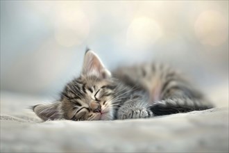 Cute small sleeping kitten. Generative AI, AI generated