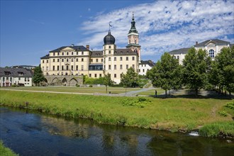 Neoclassical Lower Castle and St Mary's Evangelical-Lutheran Town Church on the River Weisse