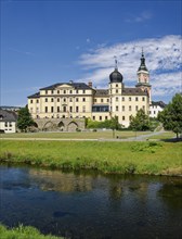 Neoclassical Lower Castle and St Mary's Evangelical-Lutheran Town Church on the River Weisse