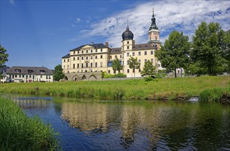 Neoclassical Lower Castle and St Mary's Evangelical-Lutheran Town Church on the River Weisse