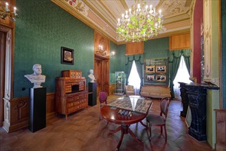 Green Salon, museum, neo-classical Lower Castle, interior view, residential town of Greiz,