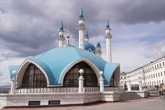 Famous tourist attraction, modern architecture in the center of Kazan. Islam and traveling