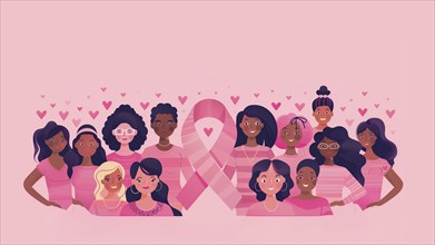 Women Unite for Breast Cancer Awareness, AI generated