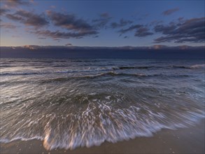 Sandy beach beach on the island of Usedom on the Baltic Sea at sunset, Zempin, Mecklenburg-Western