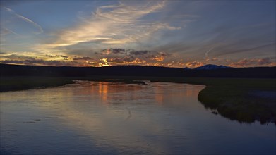 Sunset Yellowstone National Park. Wyoming, United States, North America