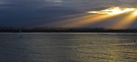 Sunset on Sailboat. Old San Juan, Puerto Rico, North America