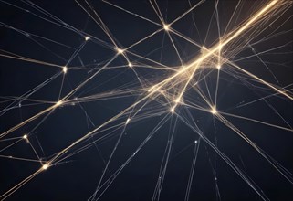 Abstract illustration featuring glowing lines and nodes forming a digital network on a dark