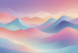 Abstract wavy shapes in vibrant pastel colors create a serene and visually pleasing image, AI