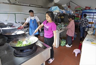 Kitchen of a Vietnamese restaurant, Ha Giang province, Vietnam, Asia