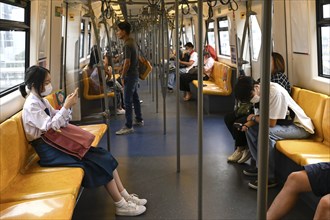 BTS Skytrain passengers, Bangkok, Thailand, Asia