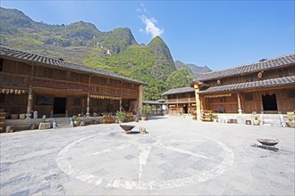 Traditional houses on the village square, Pa Vi Hmong Cultural Village, Meo Vac, Ha Giang Province,