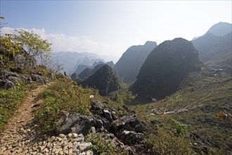 Karst rocks in the Dong Van Karst Plateau UNESCO Global Geopark, Ha Giang Province, Vietnam, Asia