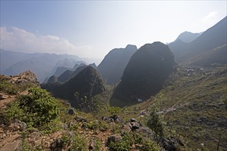 Karst rocks in the Dong Van Karst Plateau UNESCO Global Geopark, Ha Giang Province, Vietnam, Asia