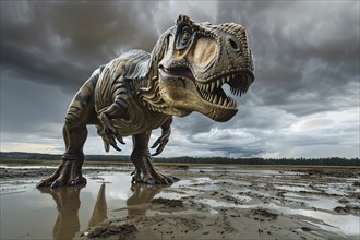 Large Giganotosaurus, largest known terrestrial carnivores. Generative Ai, AI generated