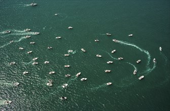 Boats in the Atlantic Ocean off Miami, Florida USA