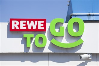 REWE To Go Marken-Discount logo at a petrol station, Germany, Europe