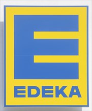 Edeka logo on an Edeka centre, Lilienthal, Lower Saxony, Germany, Europe