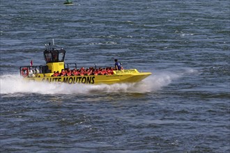 Jet boating, jet boat ride on the Saint Lawrence River, Summer, Montreal, Province of Quebec,